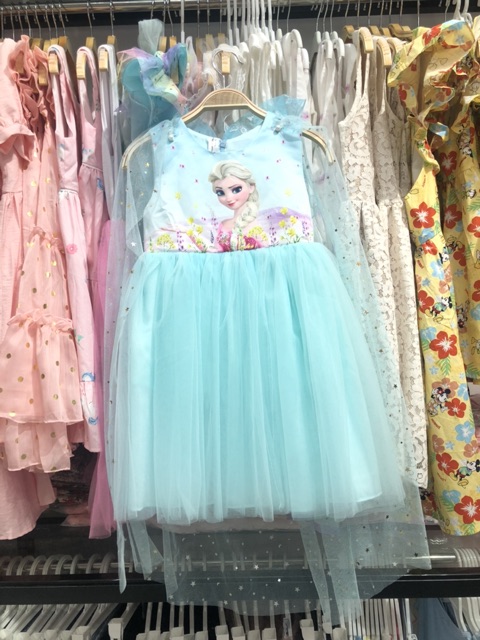 Đầm Elsa kèm áo choàng cho bé