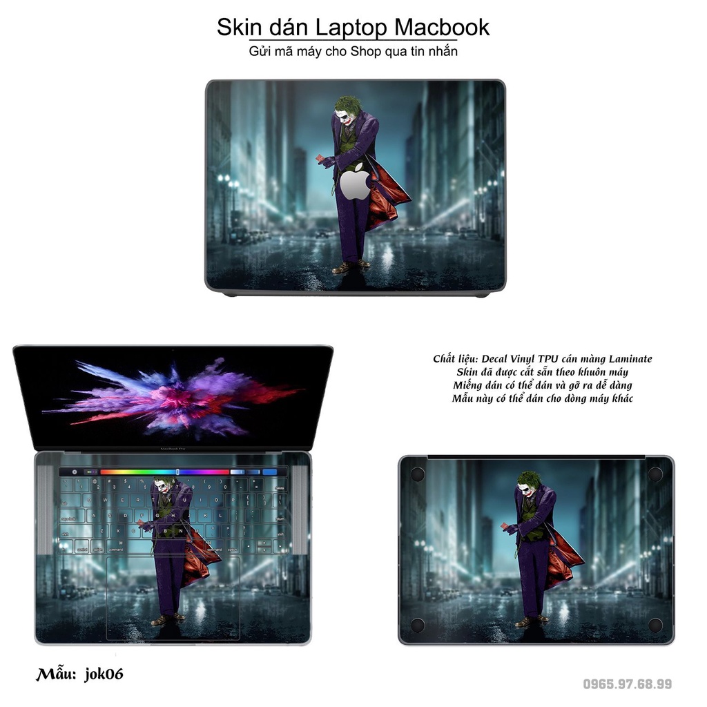 Skin dán Macbook mẫu Joker (đã cắt sẵn, inbox mã máy cho shop)