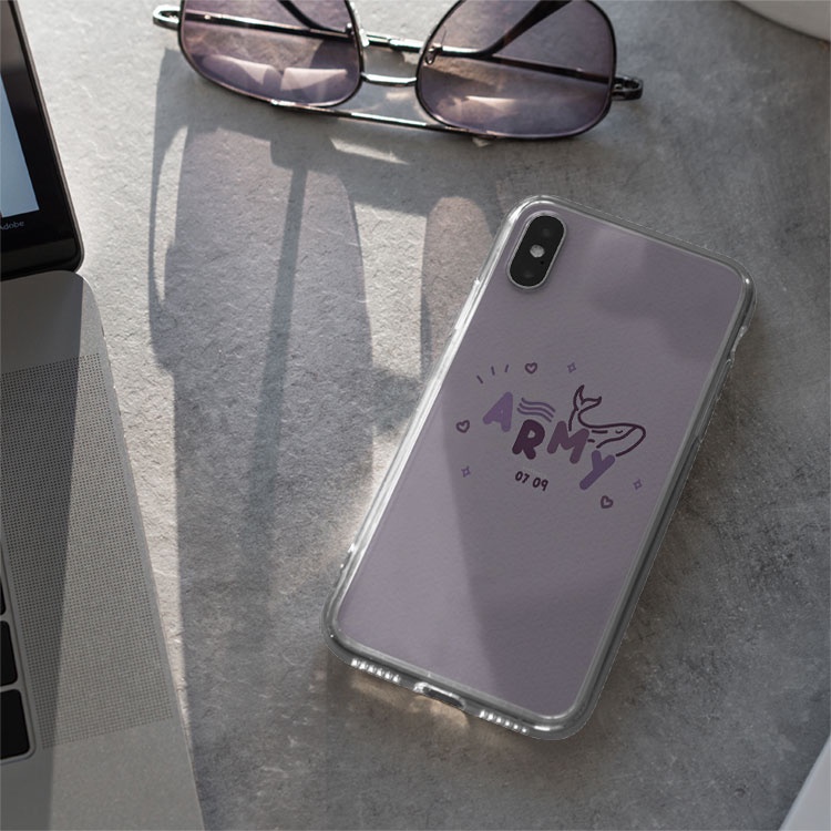 Ốp điện thoại BTS ARMY cho iPhone 8 Plus 7Plus X XR Xs Max 6 6s Plus 11 Pro Max BLUBTS0774