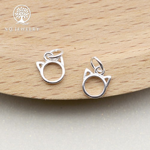 Charm bạc mặt hình đầu mèo treo - NQ Jewelry