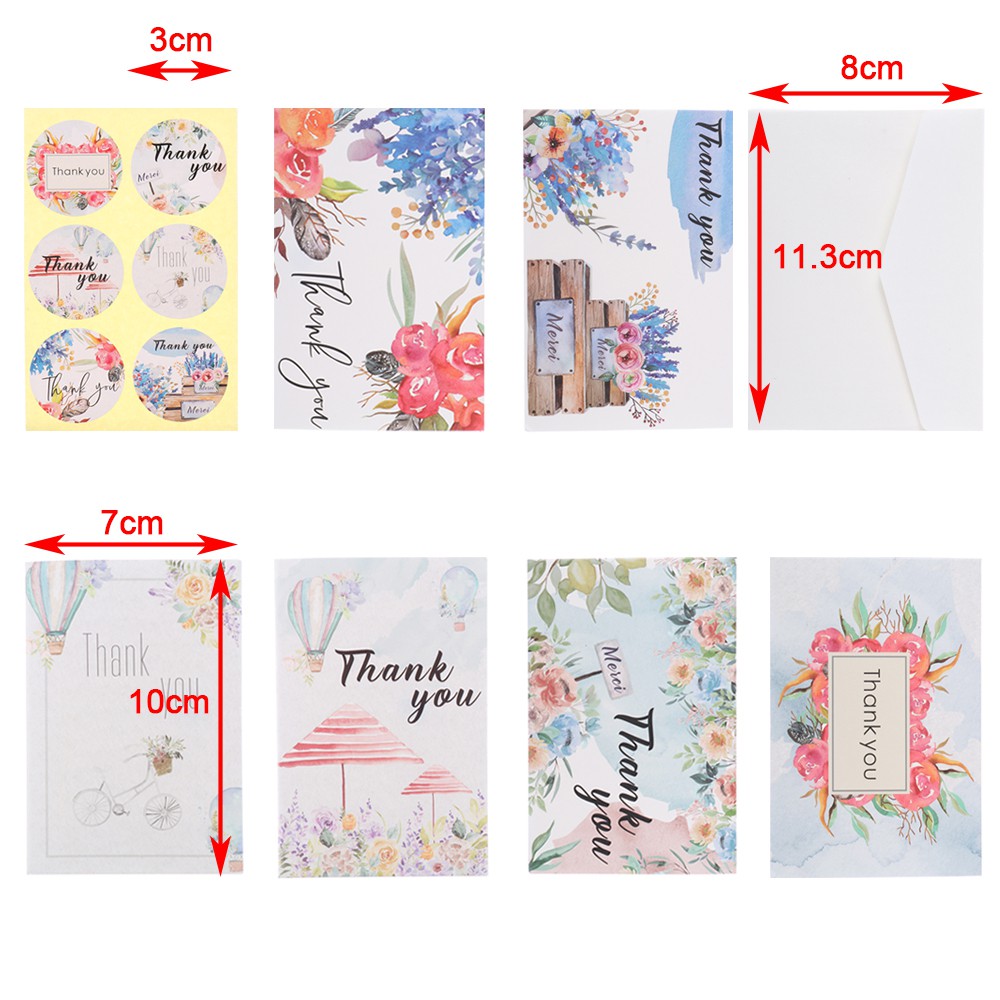 JANE 6Pcs/Pack 4x6inch Flower thank you letter Party Cardstock Appreciate Cards &quot;Thank You&quot; Cards Package Inserts Packet Praise Labels Online Retail Shopping Gift Navy Blue Watercolor Express Appreciate