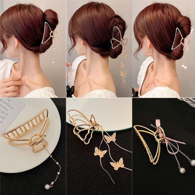 Kẹp tóc càng cua kim loại đính đá nhiều mẫu tùy chọn thời trang dành cho nữ