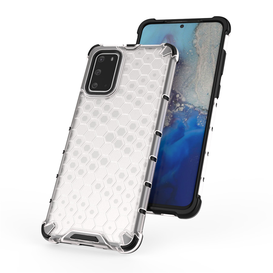 Ốp điện thoại TPU + PC trong suốt kiểu tổ ong chống sốc mạnh mẽ cho Samsung Galaxy Note 20 Ultra 10 Lite S20 S10 Plus