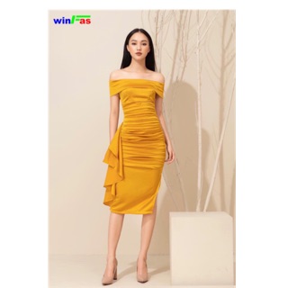 Đầm body bẹt vai nhún
