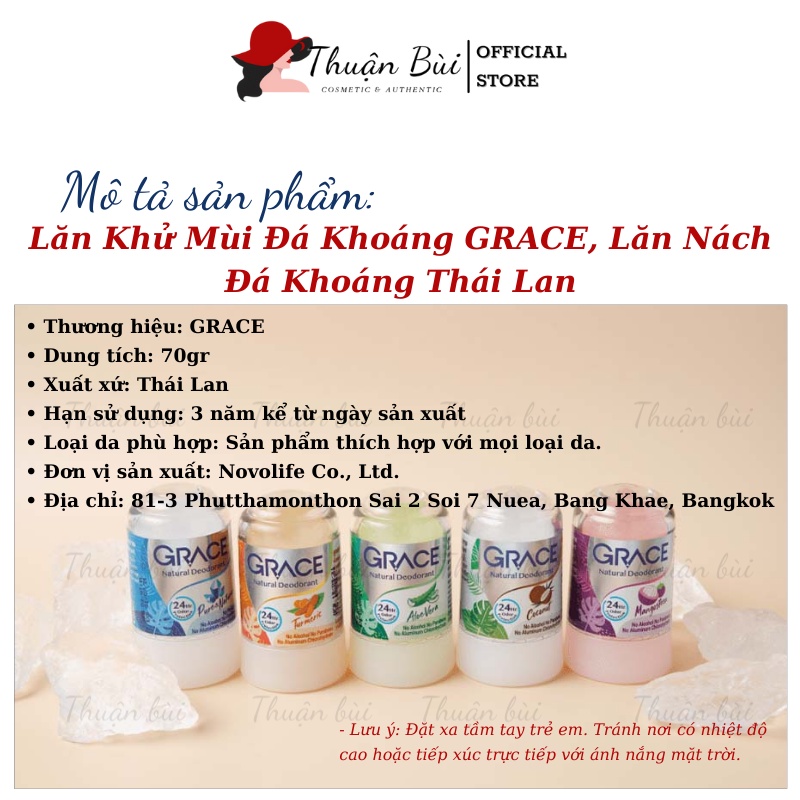 Lăn Khử Mùi Đá Khoáng GRACE, Lăn Nách Đá Khoáng Thái Lan Chai 70g