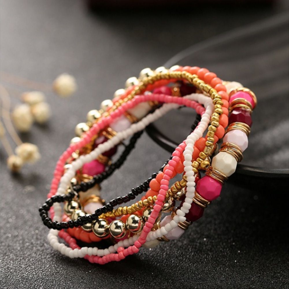 Vòng Tay Chuỗi Hạt Nhiều Màu Sắc Phong Cách Boho Cho Nữ