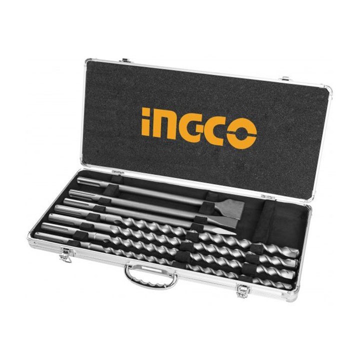 Bộ mũi khoan bê tông gài SDS Max và mũi đục INGCO