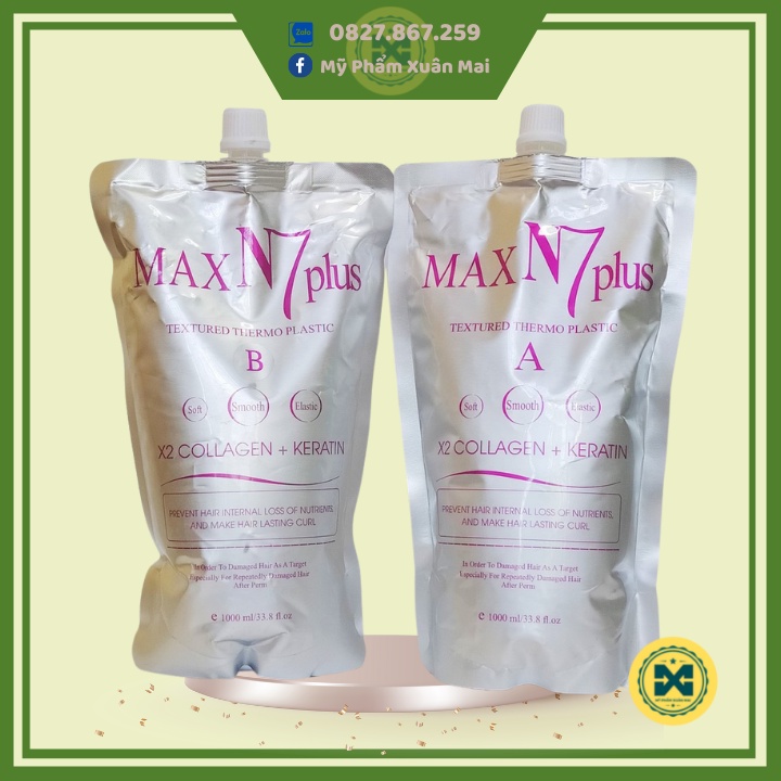 Cặp Thuốc Uốn Tóc Max N7 Plus Collagen Keratin 1000ml *2