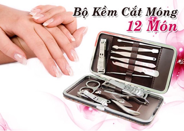 BỘ BẤM MÓNG 12 CHI TIẾT TIỆN DỤNG BỘ DỤNG CỤ CẮT MÓNG TAY ĐA NĂNG KÈM HỘP ĐỰNG BẰNG DA NHỎ GỌN
