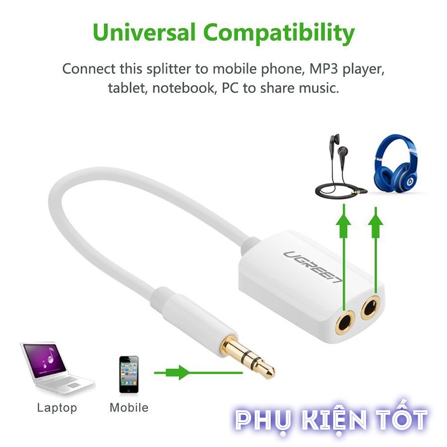 [FREESHIP 99K]_Cáp Audio 3.5mm 1 ra 2 UGREEN 10738 CAO CẤP