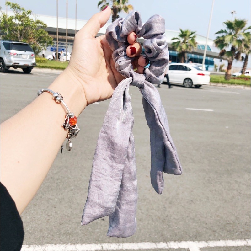 Buộc tóc SCRUNCHIES nơ dây dài phong cách vintage