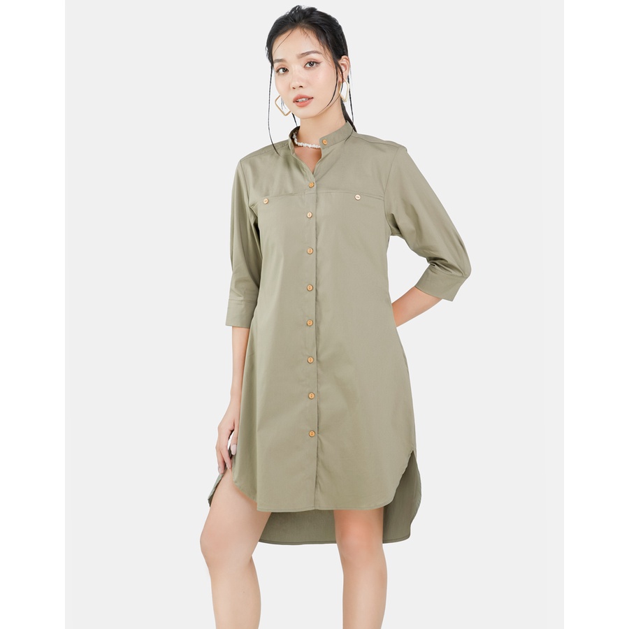 Đầm Sơ Mi Nữ Thời Trang JUNO Lửng Cotton JNDLU020
