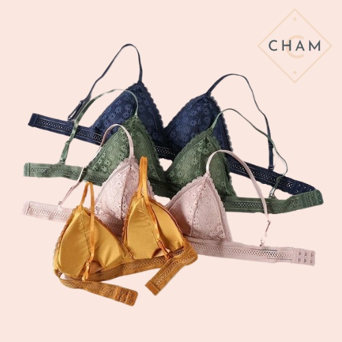Áo Bra ren 2 dây CharmAiry áo ngực nữ không gọng, mút mỏng, ôm ngực Hoa Mai Có móc cài