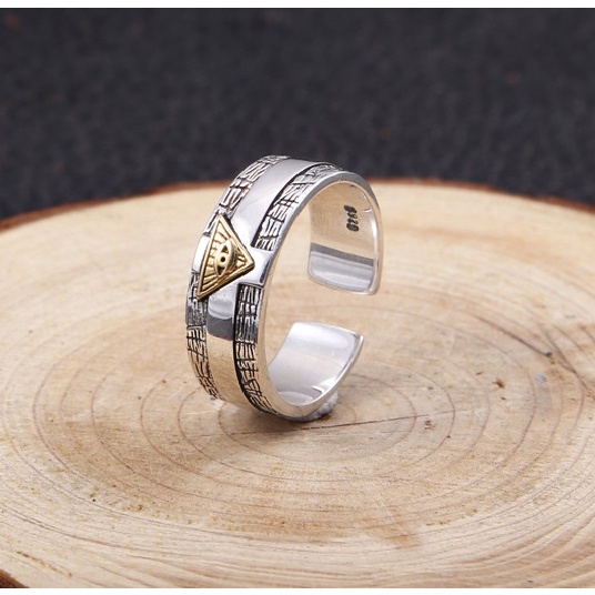 Nhẫn nam nữ tròn unisex Kuu Studio màu bạc thời trang chất Titan đẹp đơn giản không gỉ - Nhẫn Tryan