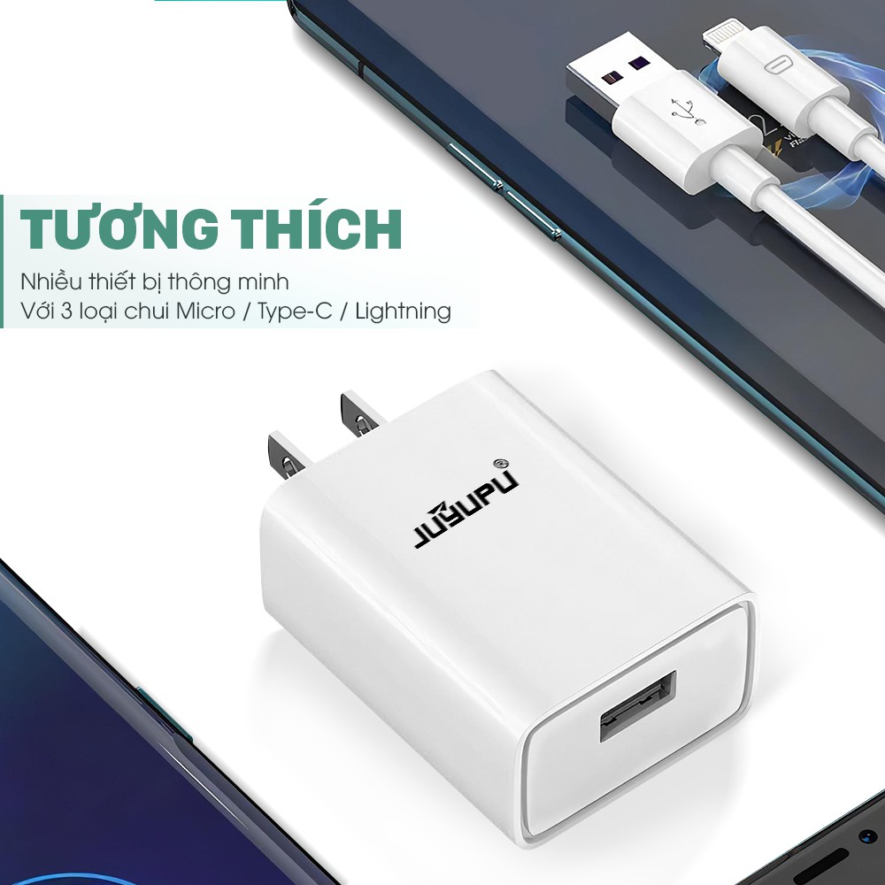 Củ sạc FENGZHI A8 2.1A bộ sạc kèm cáp sạc chính hãng cho iPhone Samsung OPPO VIVO HUAWEI XIAOMI dây sạc