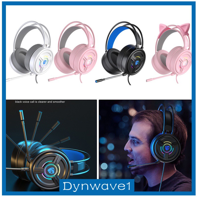 [DYNWAVE1] 3.5mm Gaming Headset w/LED Light, Stereo Surround Sound, PSH-200 Gaming Headphones with Noise Cancelling Mic for PC Laptop