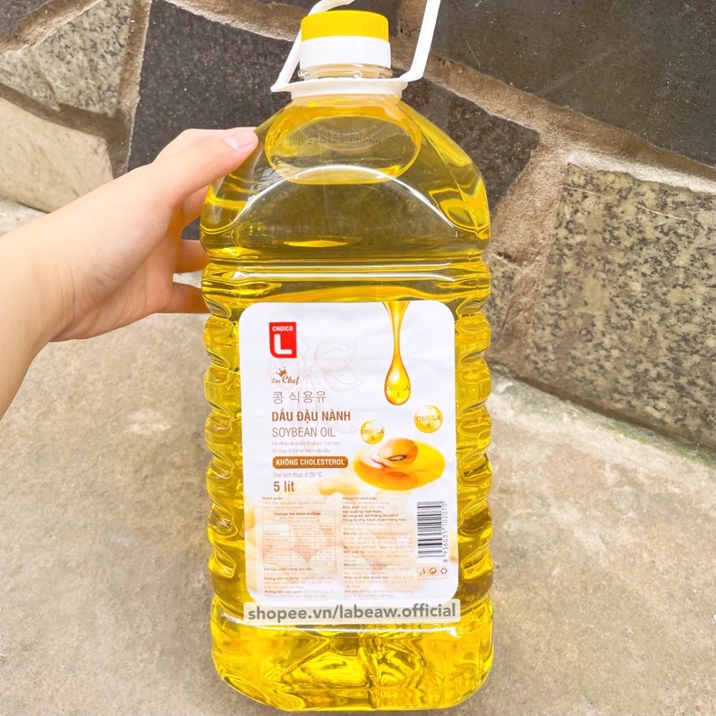 Dầu đậu nành CHOICE L bình 5L không Cholesterol theo tiêu chuẩn Hàn Quốc (rẻ hơn dầu ăn SIMPLY)