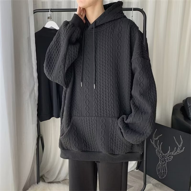 【Ba màu】Waffle đơn giản thời trang áo hoodie nam nữ vintage áo hoodie form rộng Hàn Quốc áo hut hoodie nữ