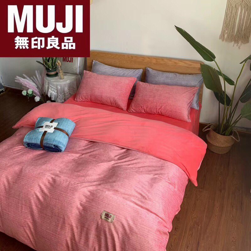[CHÍNH HÃNG] &quot;BÁN LỖ XIN 5 SAO&quot; - Chăn ga gối nỉ Muji nhập khẩu Nhật cao câp - 4 món