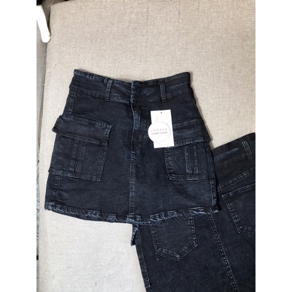 CHÂN VÁY BÒ CHÂN VÁY JEAN NỮ HAIQUANG CHẤT ĐẸP CÁ TÍNH TÚI TRƯỚC HAI MÀU XANH-XÁM | BigBuy360 - bigbuy360.vn