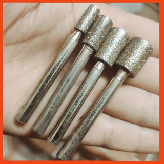 Mũi mài kim cương, mũi mài khắc đá, ngọc, hình trụ 6-12mm, cán 6mm