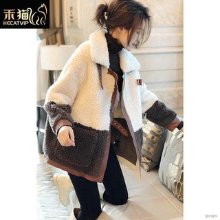 Áo khoác len lông cừu nhân tạo dáng rộng ấm áp thời trang mùa đông hàn quốc cho nữ