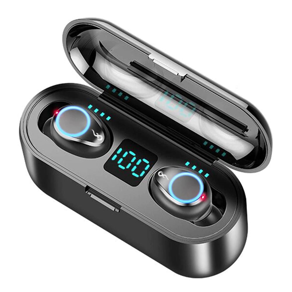 F9 TWS Breathing Light Smart Touch 8D Stereo Wireless Bluetooth Earphone 5.0 LED