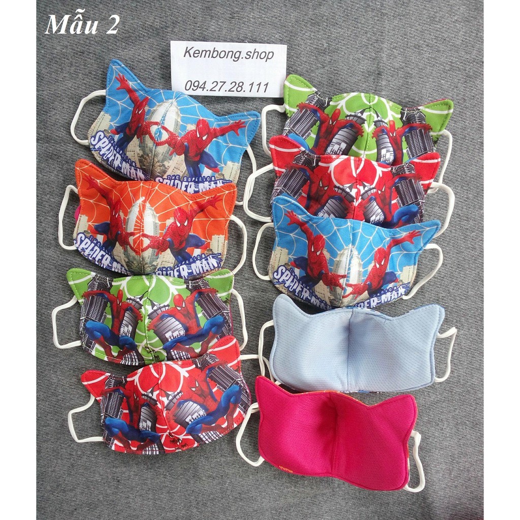 Khẩu trang Siêu nhân người nhện cho bé trai - hàng đẹp 3 lớp, | BigBuy360 - bigbuy360.vn