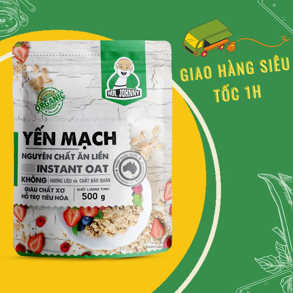 Yến mạch Úc tuơi nguyên chất Mr Johnny loại Ăn Liền 500g - nhập khẩu Úc, giảm cân, ăn kiêng hiệu quả [true SEED hcm]