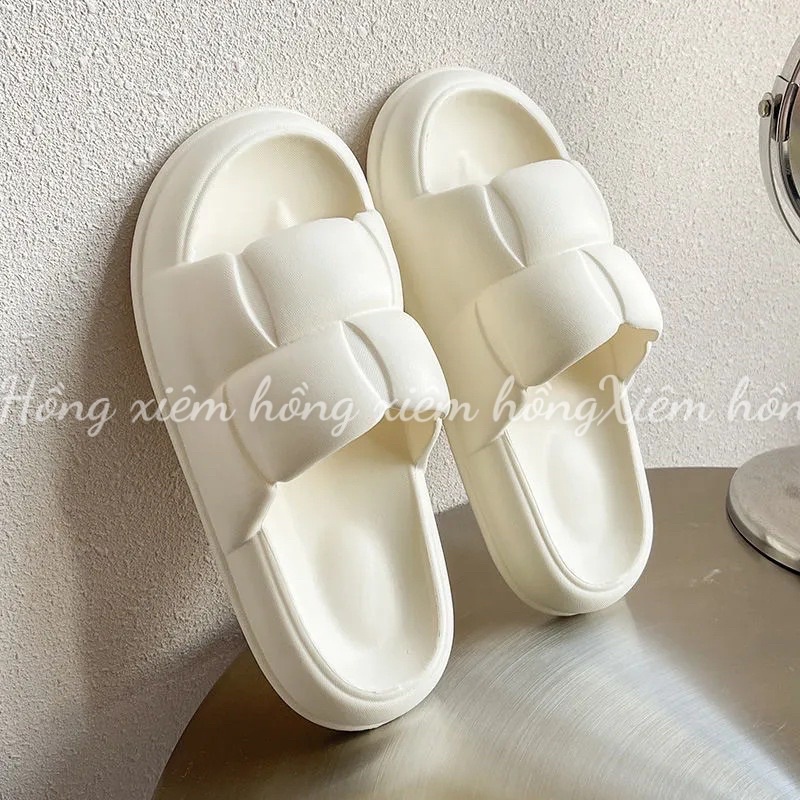 Dép Bánh Mỳ Béo Đế Xôp Tăng Chiều cao Quai Ngang Vân Nổi