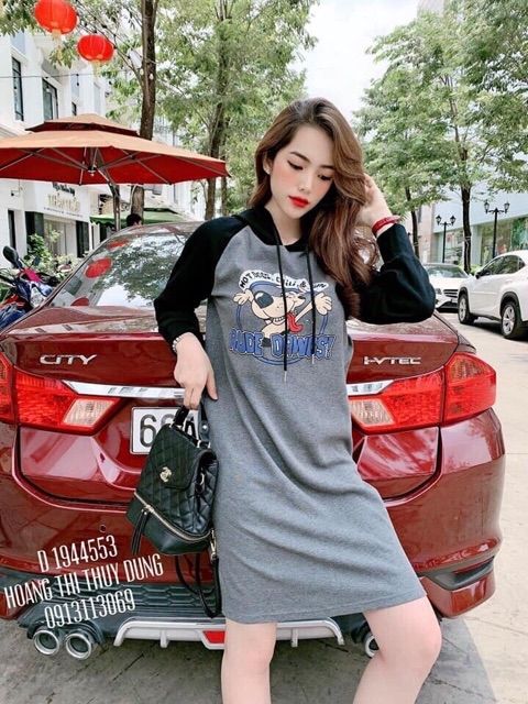 Đầm thun form dai tay phối mầu in hình 3d siêu hót | BigBuy360 - bigbuy360.vn