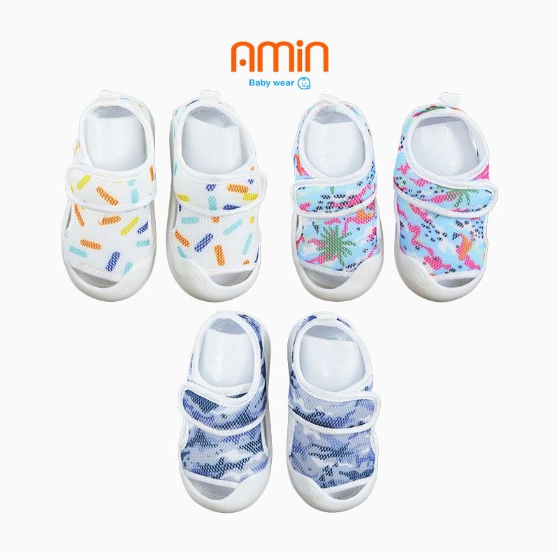 Giày sandal tập đi cho bé trai bé gái từ 1 đến 4 tuổi, xăng đan trẻ em đế mềm dệt lưới thoáng khí