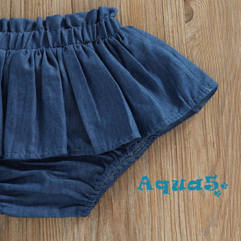 Quần Short Denim Lưng Thun Xếp Ly Xinh Xắn Cho Bé Gái