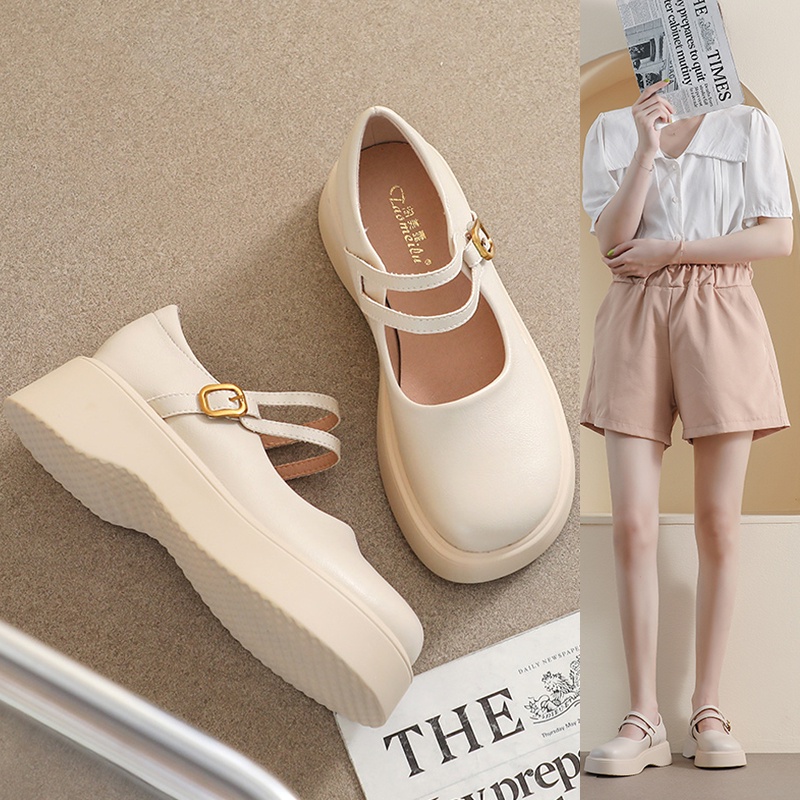 Giày Lười Da Đế Dày Phong Cách Pháp Dễ Phối Đồ Thời Trang Cho Nữ Size 34-42