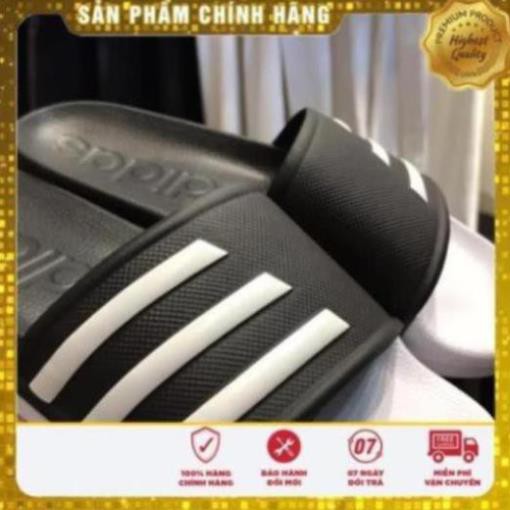 Dép Adidas PU ba sọc trắng -B98