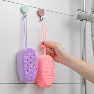 XẢ KHO+FREE SHIP] Bông tắm tạo bọt silicon kỳ ghét cọ lưng tẩy da chết kèm miếng bọt biển tạo bọt có móc treo tiện lợi