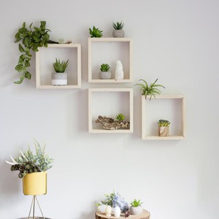Kệ Gỗ Vuông Trang Trí Tường/ Square Wood Shelf/ Cạnh 40cm, 45cm - Mộc. Home