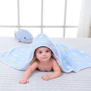 Khăn ủ, khăn tắm, chăn ủ sợi tre 6 lớp có mũ cho bé