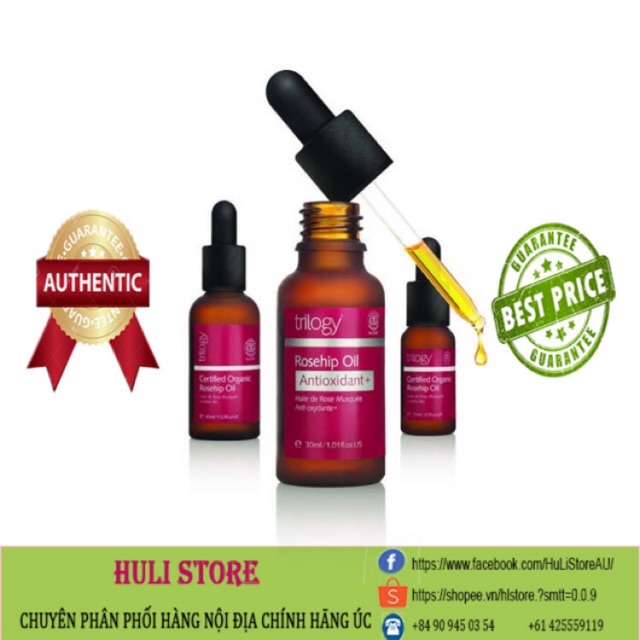 Tinh Dầu Tầm Xuân Hữu Cơ Trilogy Certified Organic Rosehip Oil / Antioxidant / Light Blend 20ml 30ml 45ml