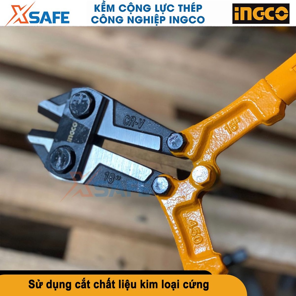 Kìm cộng lực cắt thép Ingco size 36-120cm, thép cr-v, tay cầm bọc cao su - chính hãng