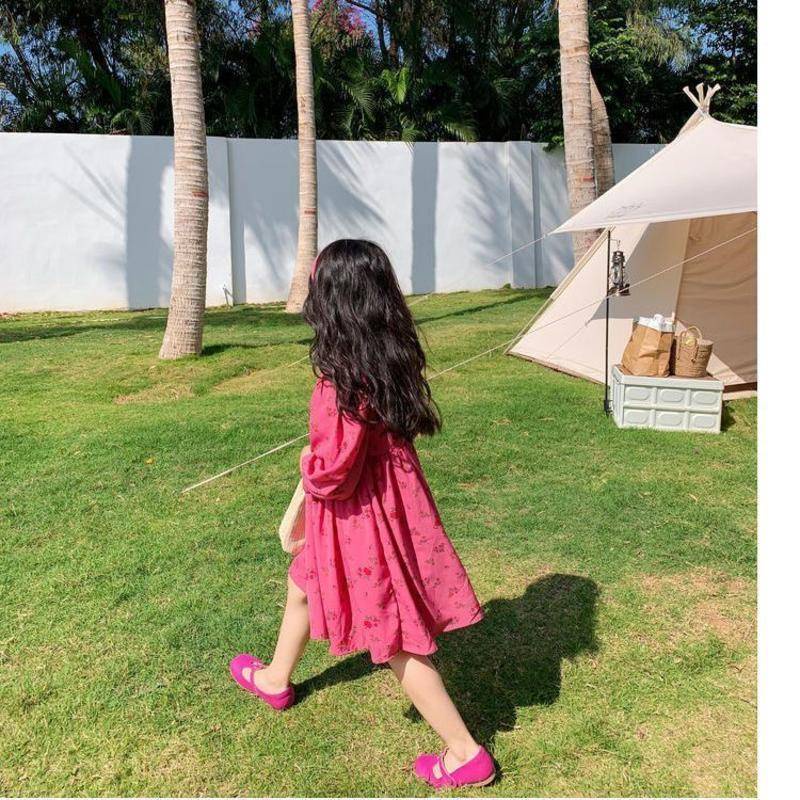 Đầm hoa công chúa cổ búp bê tay dài thời trang thu thu đông phong cách Hàn Quốc cho bé gái