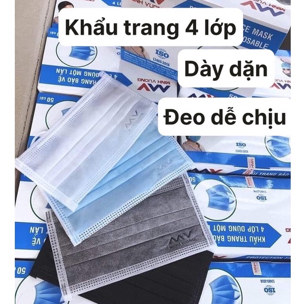 Khẩu trang y tế MINH VƯỢNG- 4 lớp kháng khuẩn hàng chính hãng