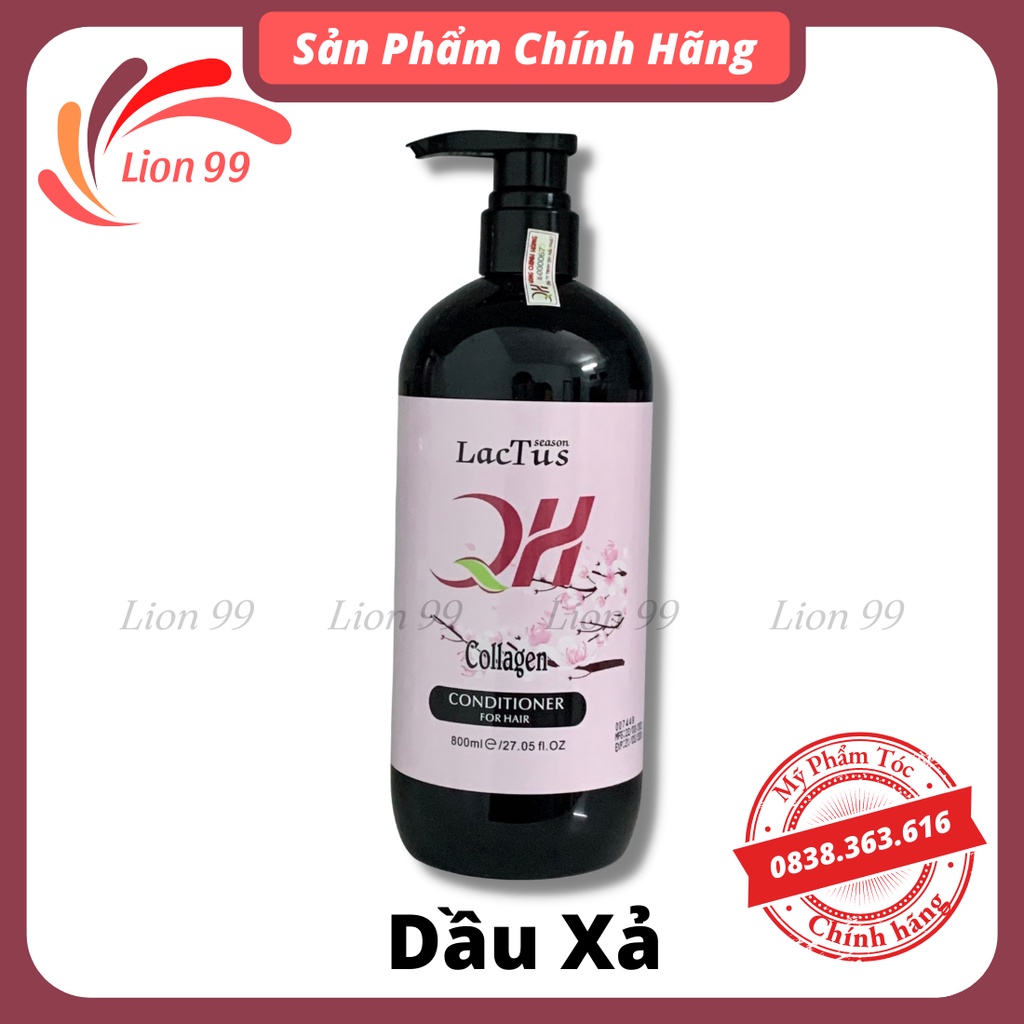 Cặp dầu gội xả collagen QH Lactus season giảm rụng tóc 800ml