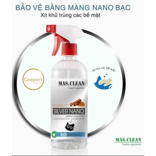 Xịt Kháng Khuẩn MAS.CLEAN SILVER NANO DISINFECTANT WATER làm Sạch khuẩn bám trên da, các vật dụng và khử mùi hiệu quả