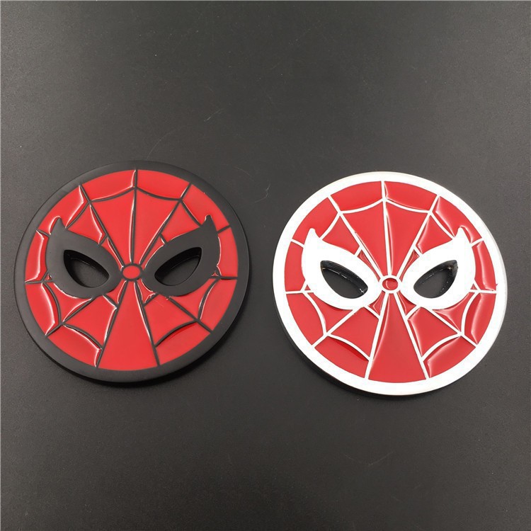 Miếng dán in logo Spiderman bằng kim loại độc đáo trang trí xe hơi xe máy đa năng