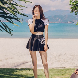 Bikini đồ bơi nữ Croptop Usronnie 2 mảnh quần dạng váy - Phong cách trẻ trung
