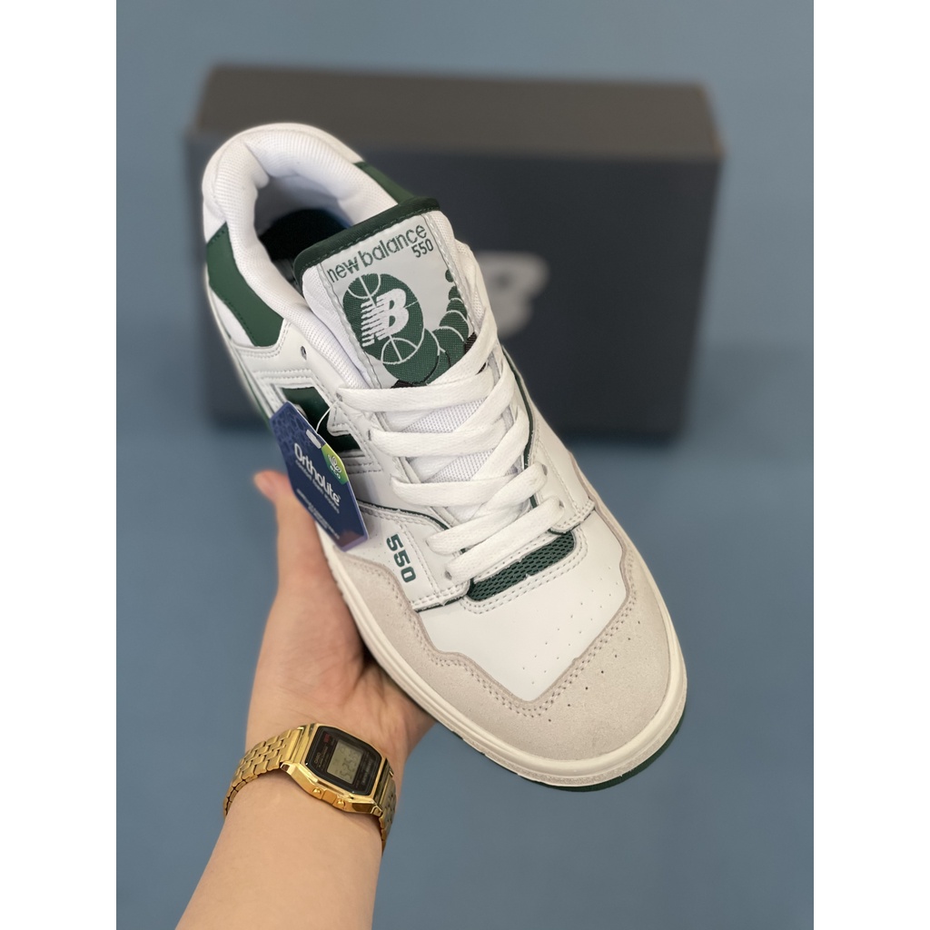 Giày Sneaker NB 550 White Green Cao Cấp Fullbox, Giày thể thao nam nữ newbalance 550 trắng xanh hot trend 2021