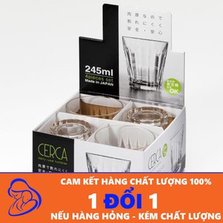 Set 4 cốc thủy tinh 245ml kẻ sọc hàng Nhật