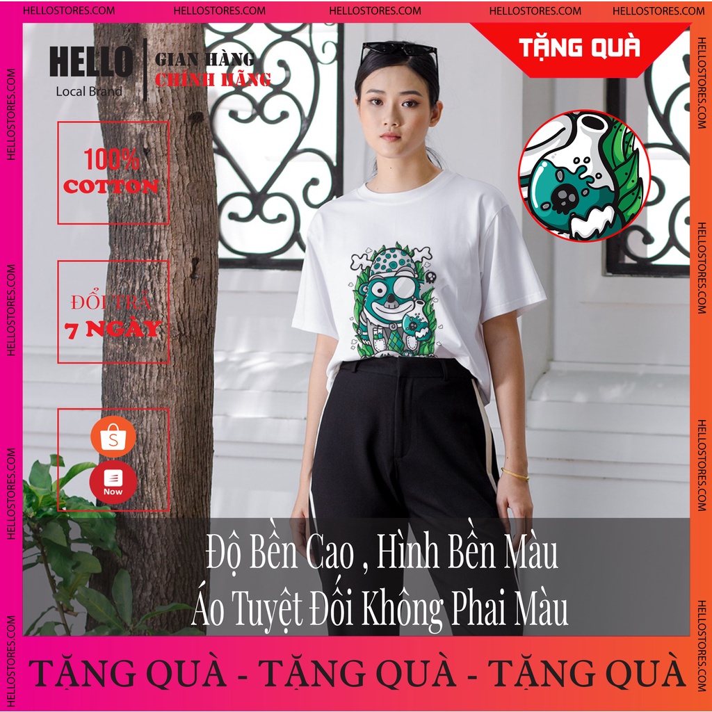 Áo thun from rộng tay lỡ Unisex Áo phông nam nữ tay lỡ form rộng Hello Chất Độc_Ap 45 | BigBuy360 - bigbuy360.vn