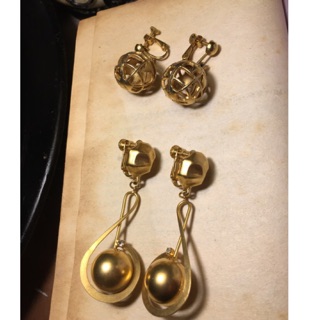 Bông tai kẹp vặn Vintage hình nốt nhạc/ quả địa cầu